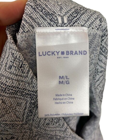 Lucky Brand Pull On Knit Gray & Blue Print Ankle Leggings Size Medium Large - Picture 2 of 5